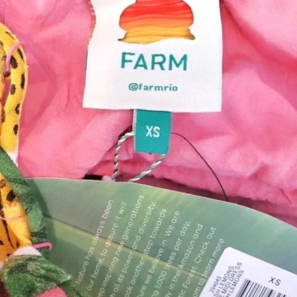 NWT Farm Rio Fresh Lemons Ruffle Peplum Linen Blend Fruits Midi Dress Size XS - Picture 12 of 12